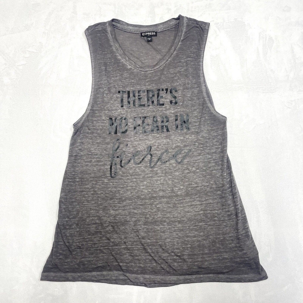 Express Shirt Womens Small Gray Muscle Tank Top Sleeveless Burnout Tee Ladies